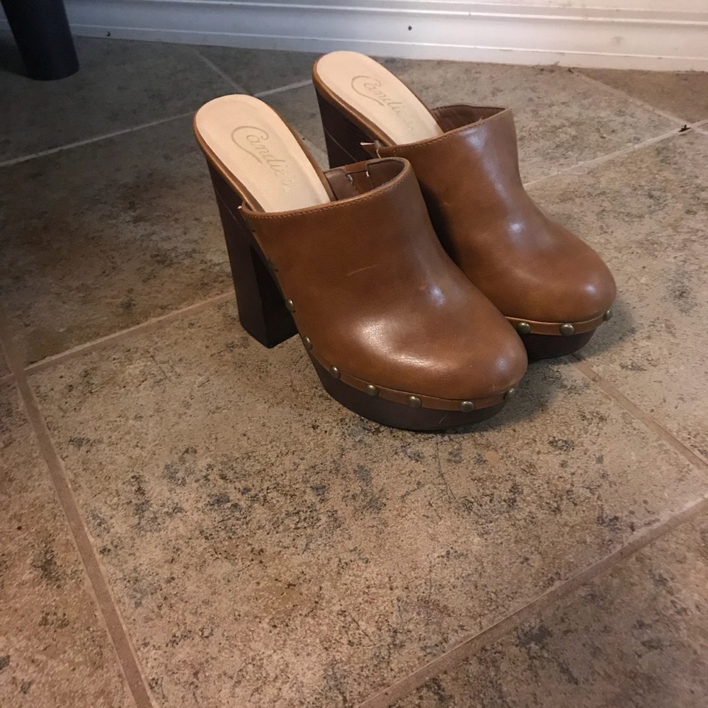 Brown Leather Candies Platforms comfy and cute